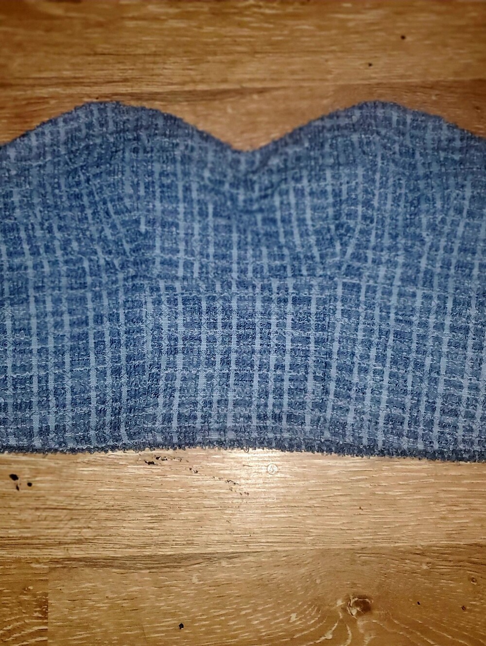 Plus Size Madden NYC Blue Tweed Cropped Tube Top W. Sweet Heart Neckline